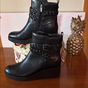 NWOT Earth Black Wedge Heeled Boots